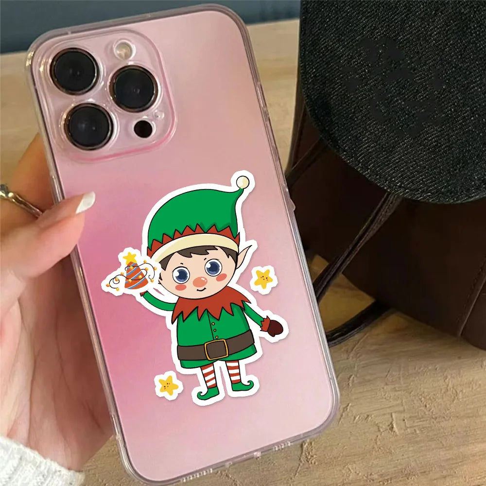 8PCS Christmas Fun Santa Claus Creative Collage DIY Suitable For Phone Cases Tablets Water Bottles Puzzle Toy Stickers