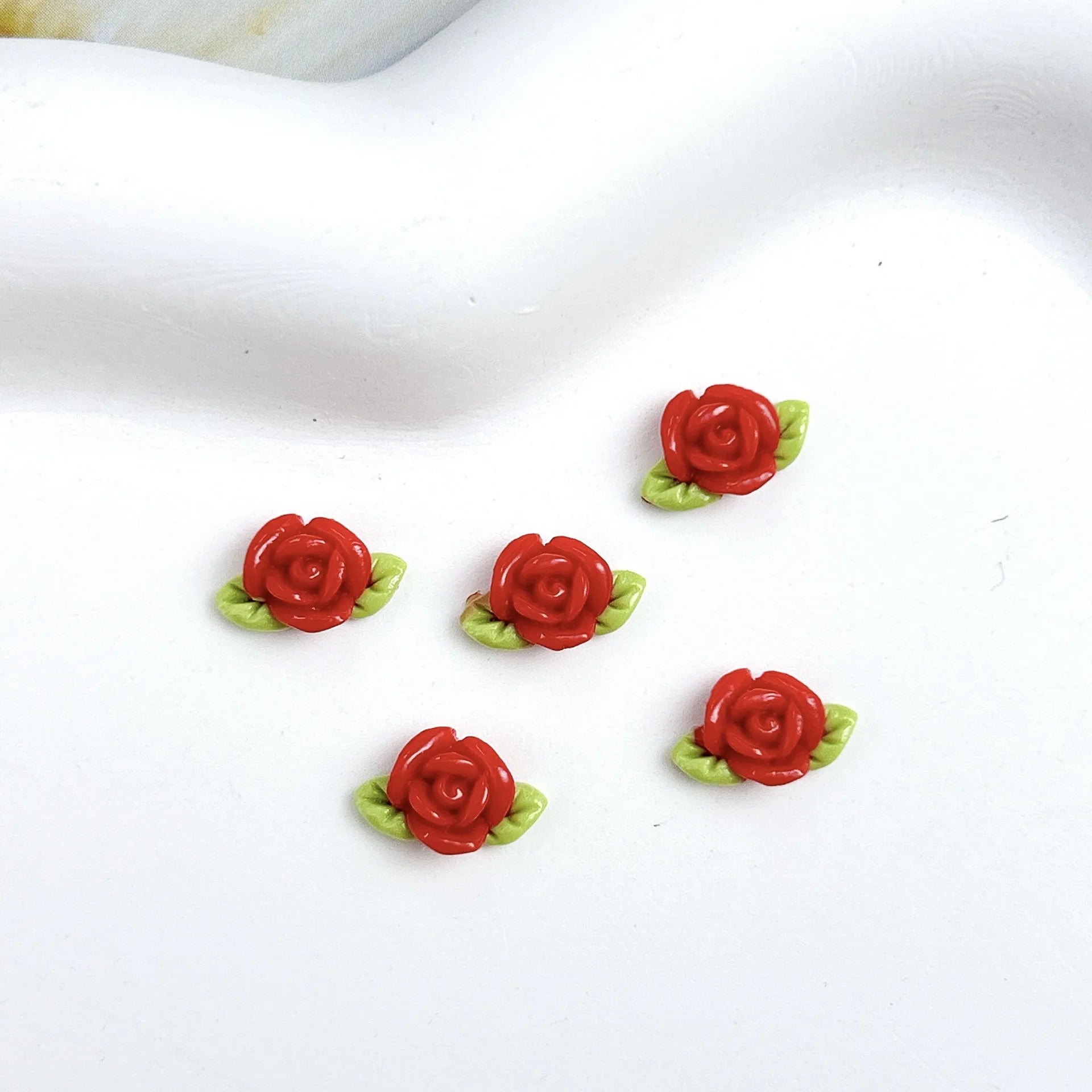 Leaf Flowers Nail Charms 3D Resin Luminous Rose Nail Decorations 10*7mm Multi Colors Flowers Trendy Nail Arts Accessory DIY 10pc