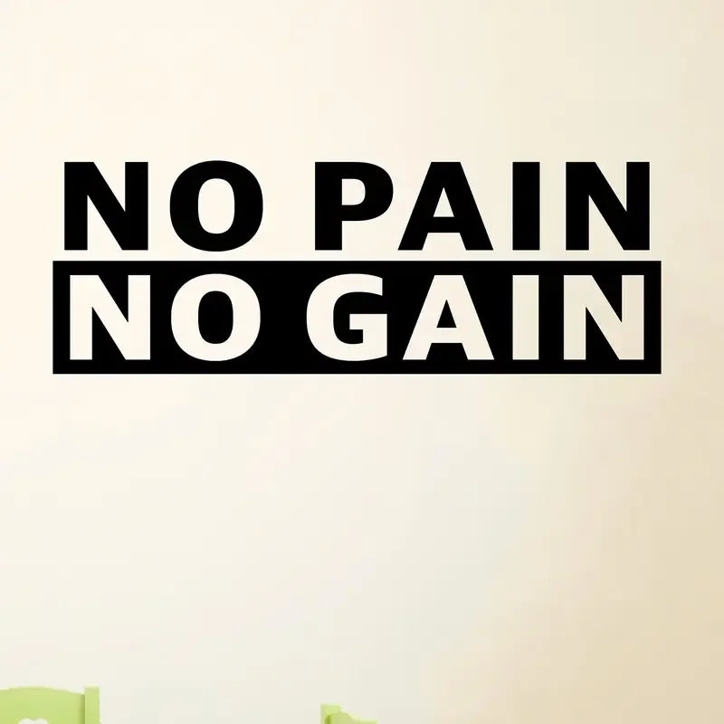 No Pain No Gain" Motivational Vinyl Wall Decal - Matte Finish, Easy Stick-On for Home Gym & Living Room Decor