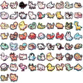 65PCS Animal Graffiti Cartoon Stickers Adhesive Waterproof Decoration Computer Stationery Creative Stickers