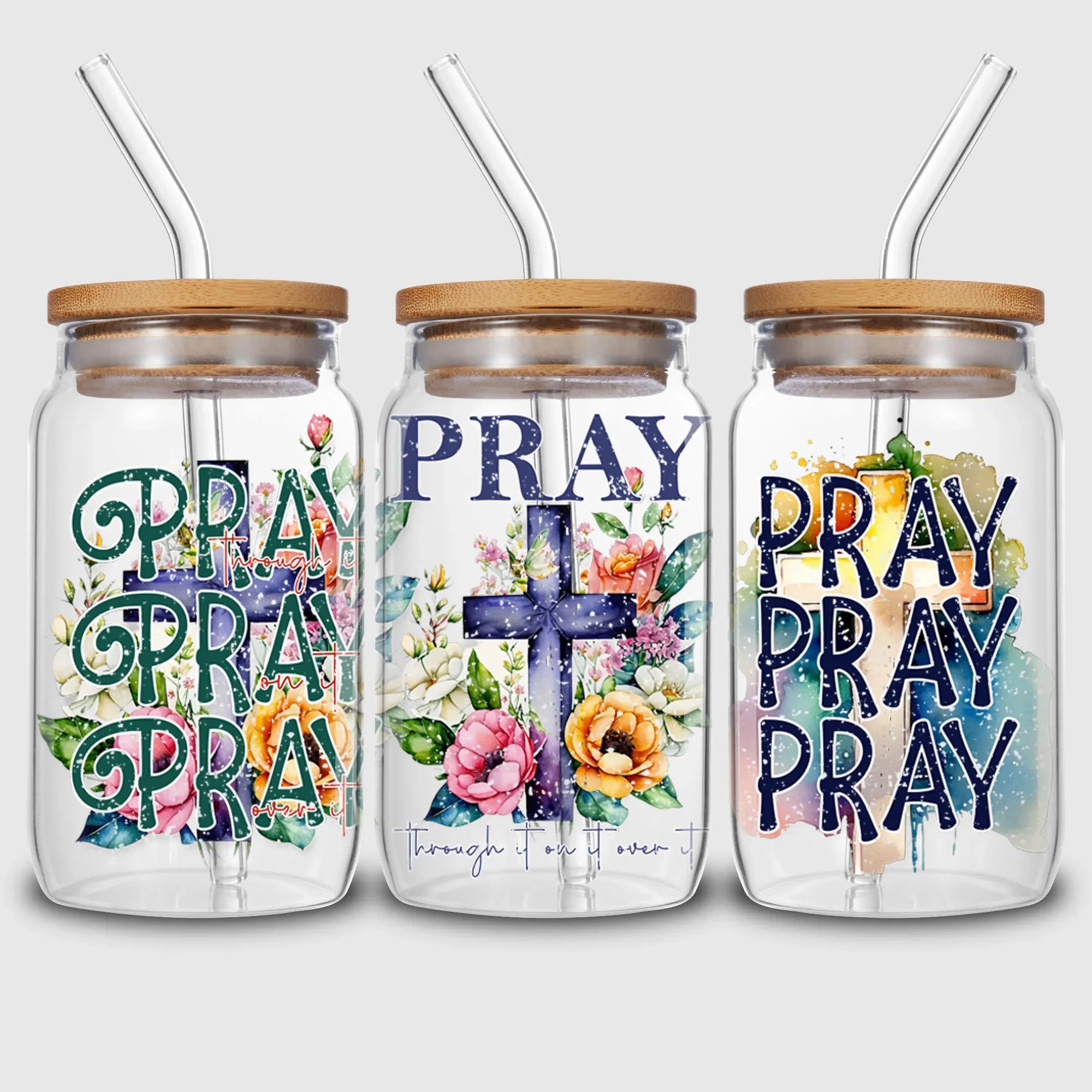 5 sheets Inspiring UV DTF Cup Stickers, Glass DTF Transfer Stickers, Waterproof Plant Wipe Transfer Paper for 16oz Glass, Mug,