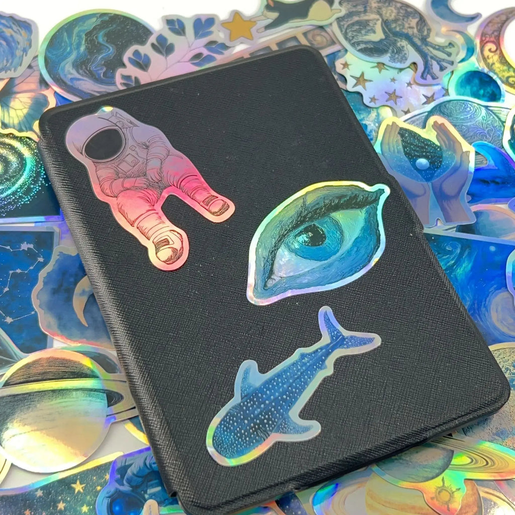 50/100PCS Cartoon Laser Blue Space Graffiti Stickers Decorative Guitar Notebook Luggage DIY Waterproof Stationery Stickers