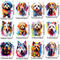 9/12pcs Watercolor Theme Cute Puppy Series Iron-On Transfer Sticker, Design Decals Heat Press Decals, Vinyl Heat Transfer Patche