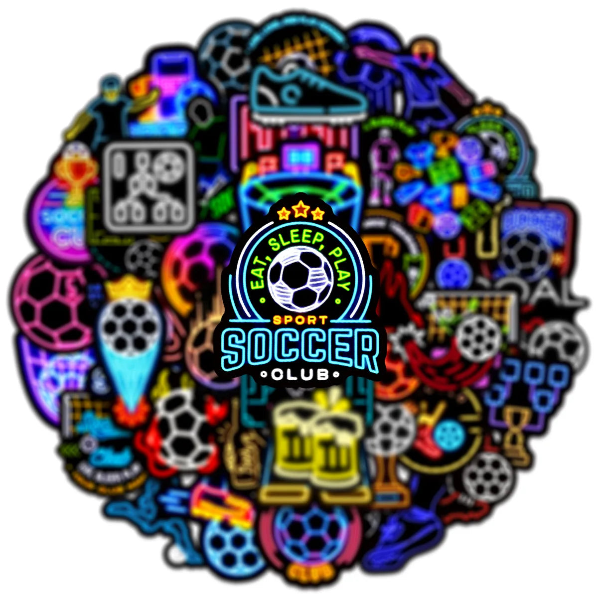 50/100PCS Neno Light Sports Football Stickers Notebook Skateboard Decoration DIY Stationery Decoration Stickers