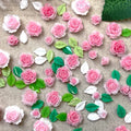 Peach-pink Flower Nail Art Accessories Luminous Camellia Red Leafs Resin Nail Charms Jewelry DIY Mixed Size Nails 3D Decorations