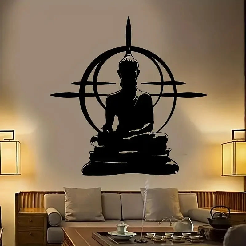 1pc Creative Wall Sticker, Buddha Mandala Pattern Self-Adhesive Wall Stickers, Bedroom Entryway Living Room Porch Home Decoratio