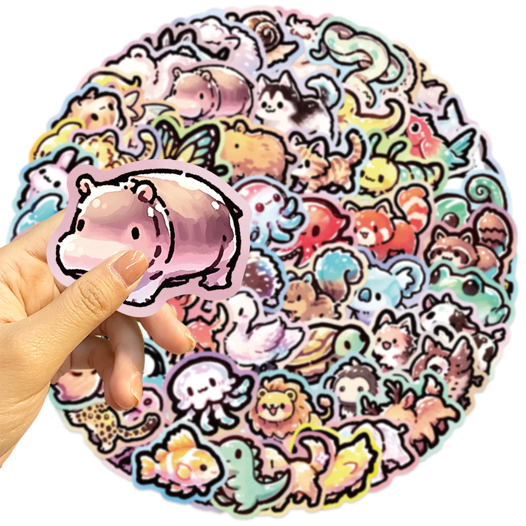 65PCS Animal Graffiti Cartoon Stickers Adhesive Waterproof Decoration Computer Stationery Creative Stickers