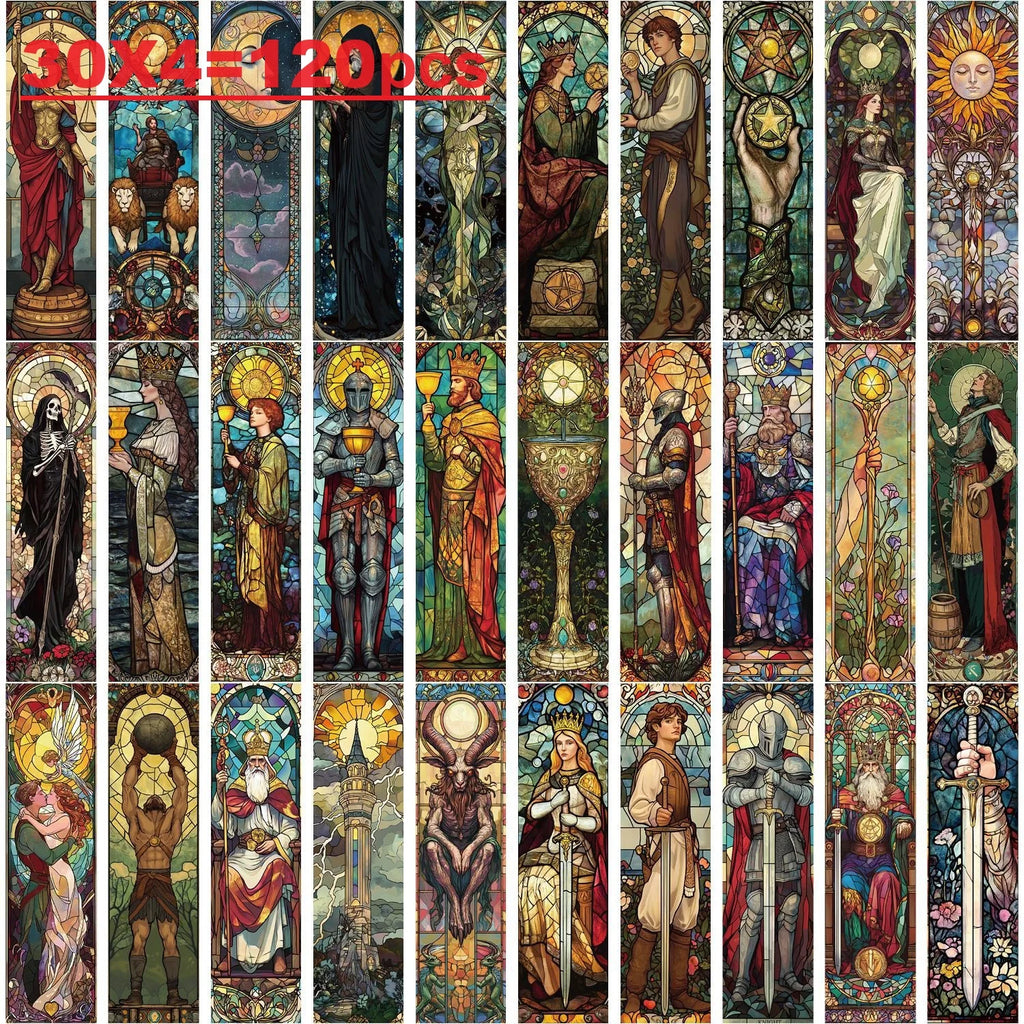 30pcs Stained Glass Tarot Bookmarks Ins Bookmarks Student Stationery DIY Reading Bookmark Cards
