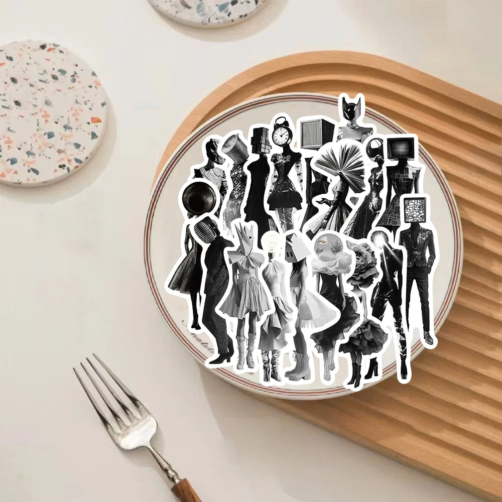 50PCS Minimalist Surrealist Photography Monochrome Sticker Notebook Laptop Notebook Coffee Suitcase Aesthetic Scrapbook Stickers