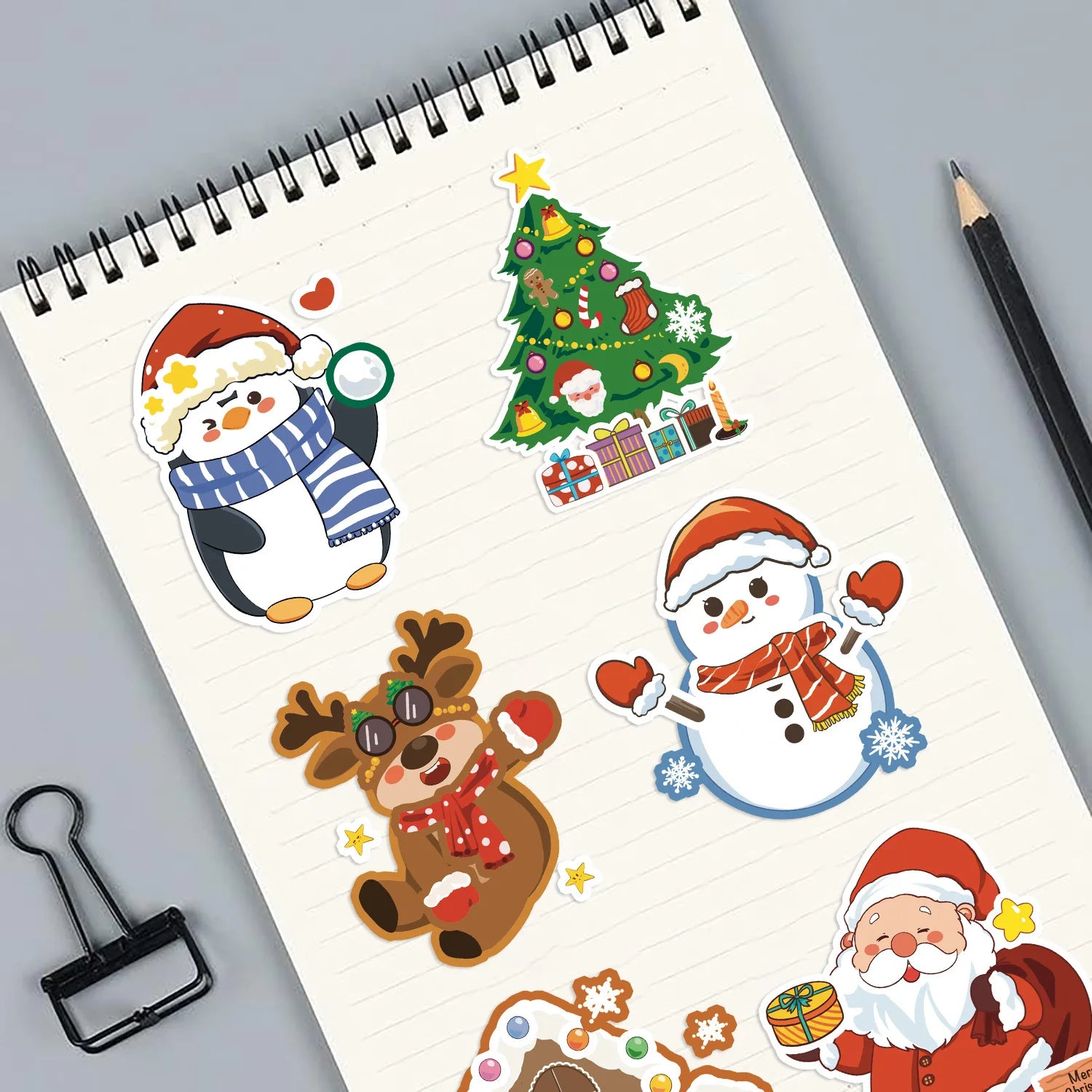 8/16/24Pcs Cartoon Christmas Puzzle Stickers DIY Handmade Toys Decoration on Notebook Phone Case Fridge for Ambiance Creation