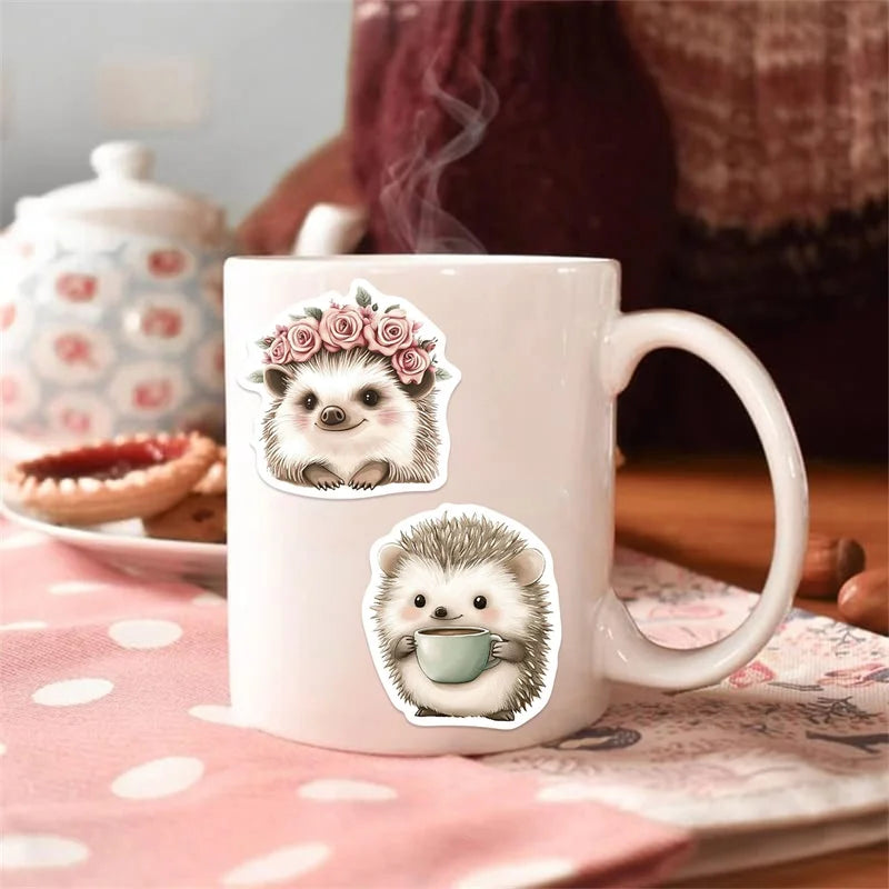 10/30/50PCS Kawaii Simple Hedgehog PVC Sticky Stickers Aesthetic DIY Colored Phone Laptop Luggage Skateboard Graffiti Decals