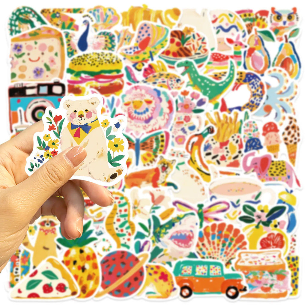 50 PCS Cartoon Color Illustrations, Graffiti Stickers Decorate Guitar Notebook Luggage DIY Waterproof Stickers