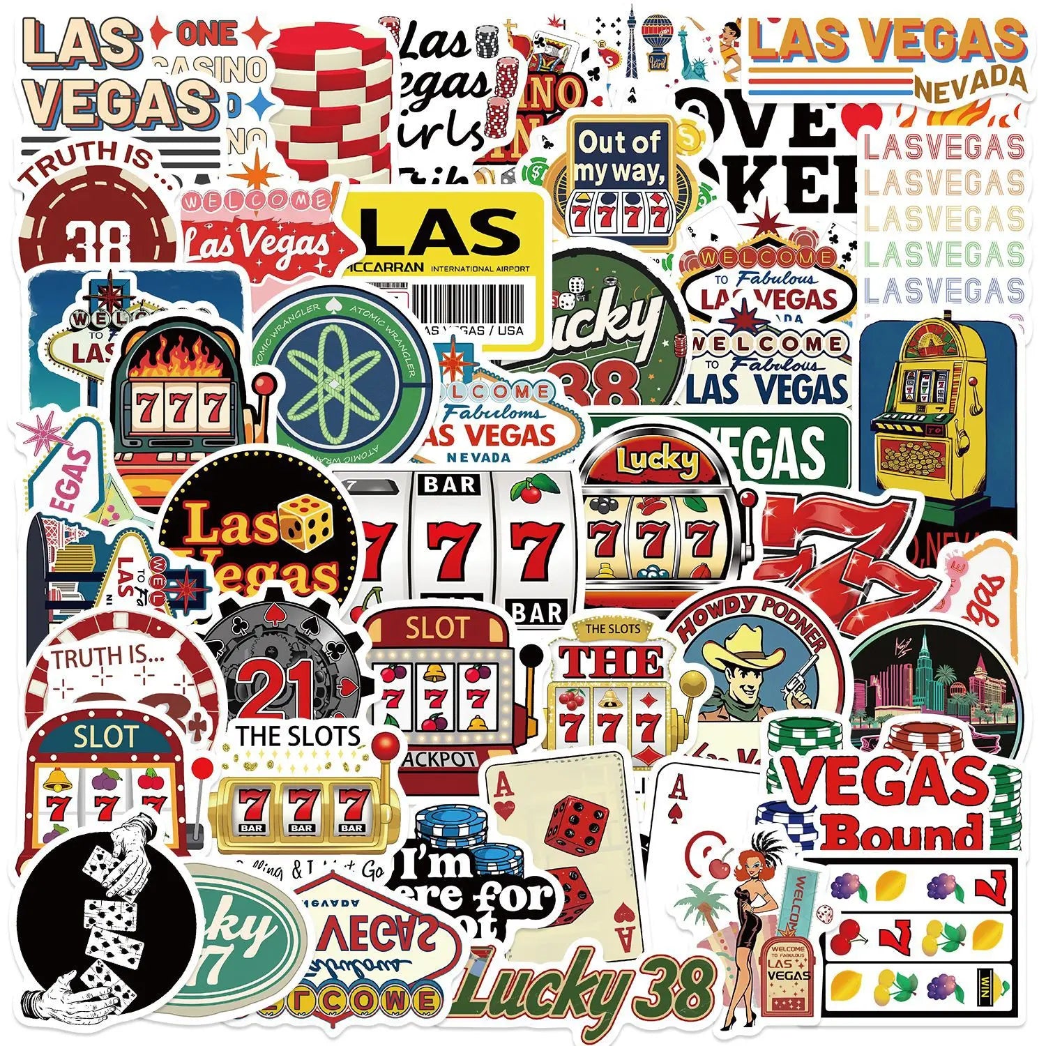 50PCS Cartoon Las Vegas Graffiti Stickers Guitar Notebook Luggage DIY Waterproof Stationery Children's Stickers