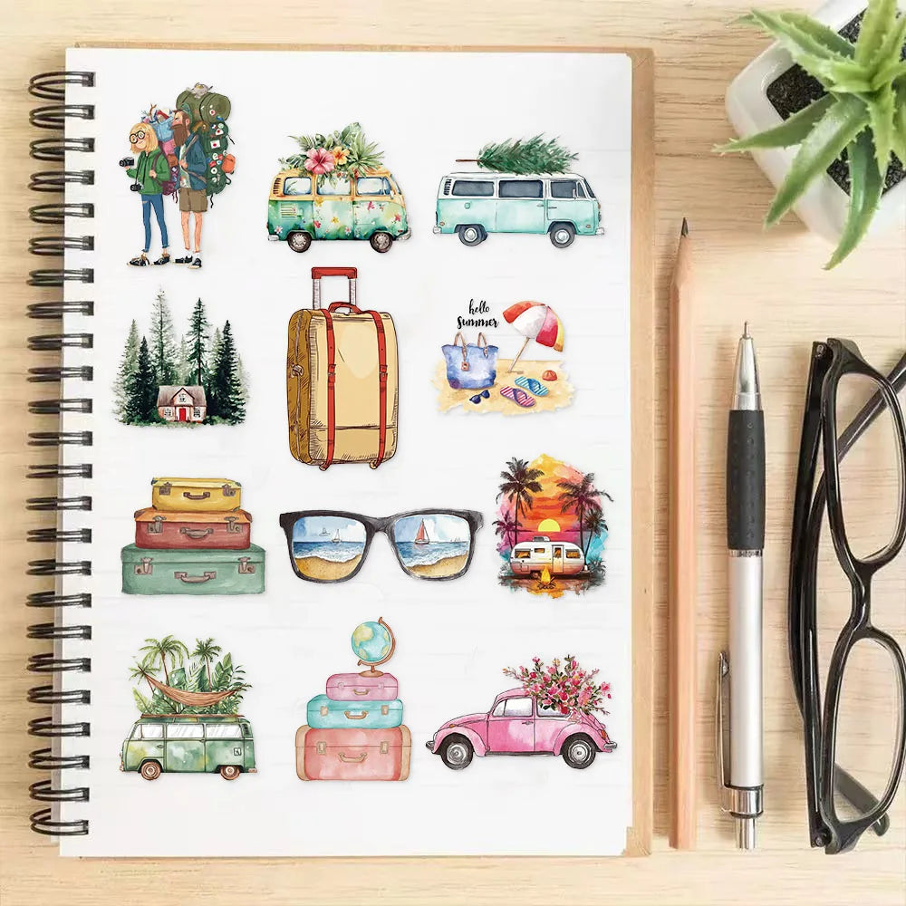 50PCS Simple Outdoor Travel Series Landscape PET Stickers DIY Phone Case Laptop Tablet Toy Stickers