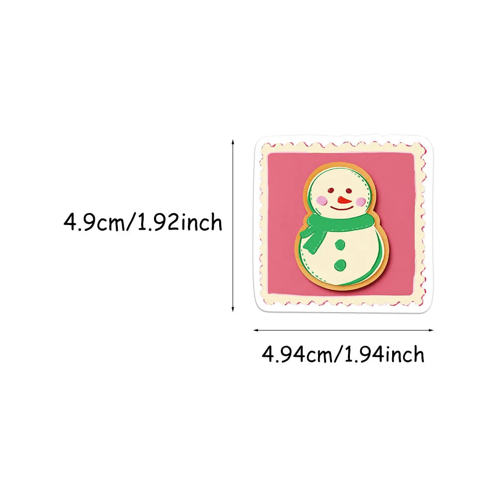 50PCS Christmas Stamp Tags Decorative Stickers DIY Scrapbook Phone Case Laptop Tablet Toy Decorative Stickers