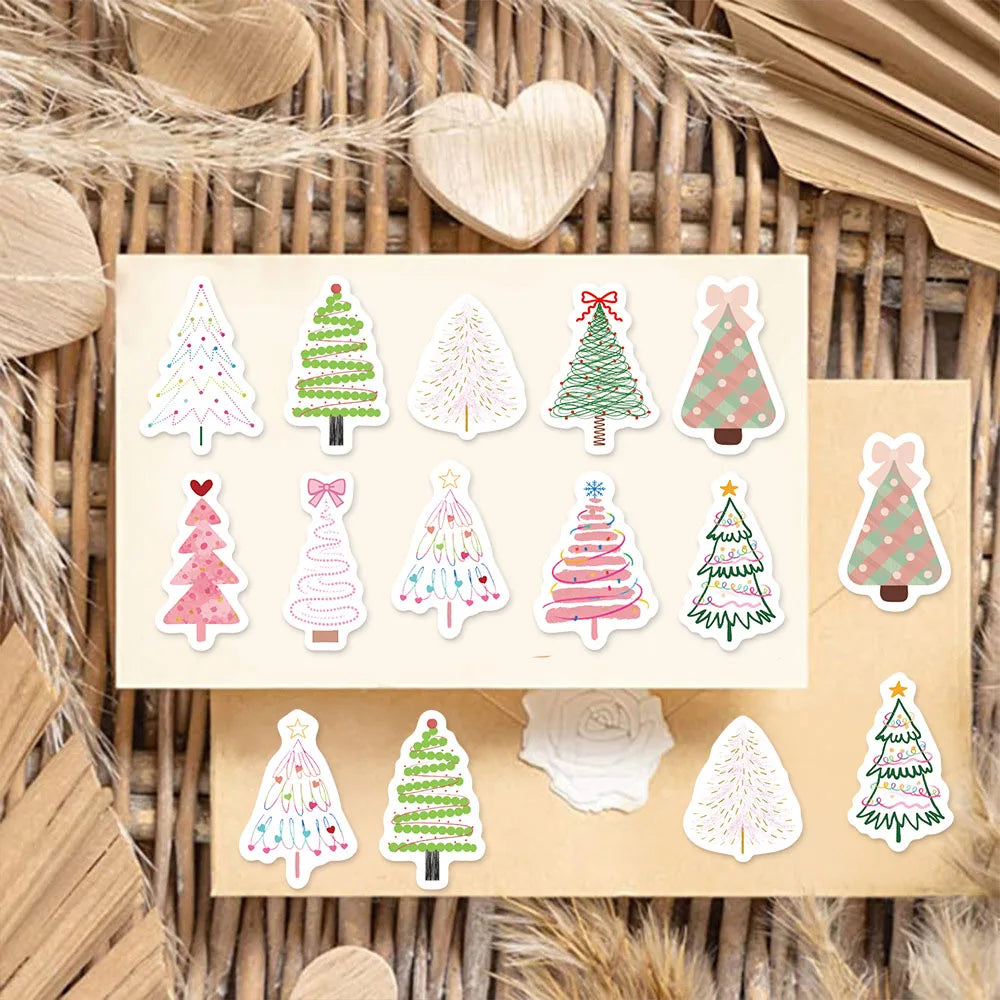 500PCS Christmas Tree Christmas Series Roll Stickers Small Pattern Decoration DIY Bags, Tablets, Water Cups, Toy Stickers