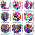 9 Pack Watercolor Cute Floral Cat Theme Pattern Iron-On Transfer Sticker Design Floral Cat Decal Heat Press Decal