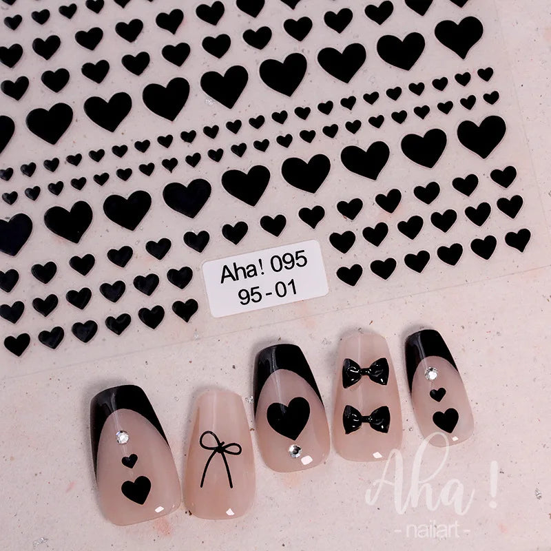 Love Nail Stickers 2025 New Style Heart Metal Red Nail Stickers Nail Accessories Back Adhesive Manicure Decorations Decals DIY