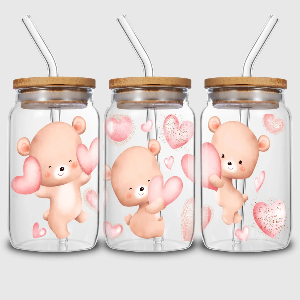 5 Sheets Valentine's Day UV DTF Cup Stickers,Glass Sports DTF Transfer Stickers,Waterproof Couple Wipe Transfers for 16 oz Glass