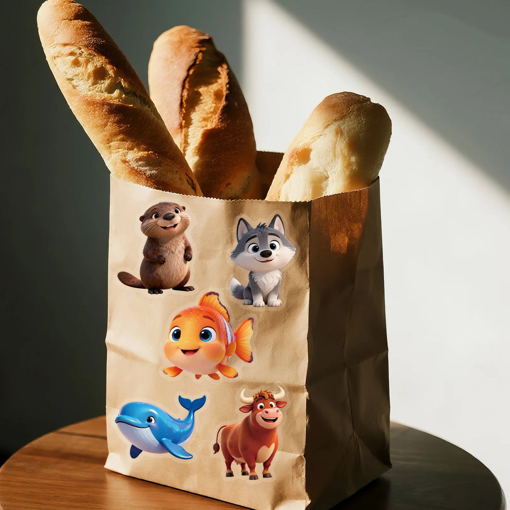 56/112 Pcs Cute Cartoon Animal PET Clear Stickers for Stationery Box Water Bottle Helmet Bicycle Car on-repeating Waterproof