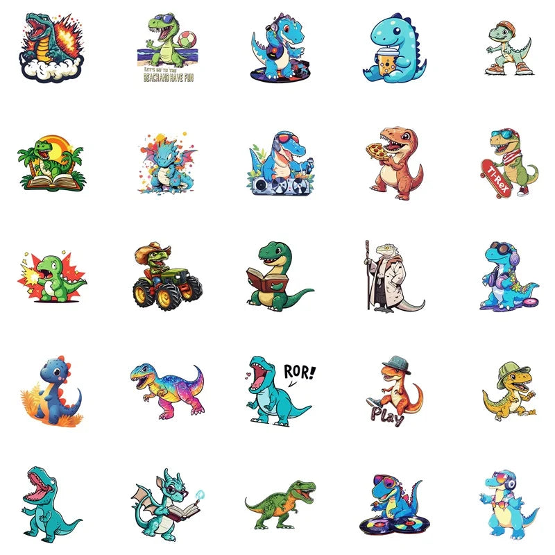 10/30/50PCS Kawaii Fashion Dinosaur Sticky PVC Sticker Aesthetic Stationery DIY Decoration Scrapbooking School Supplies for Kids