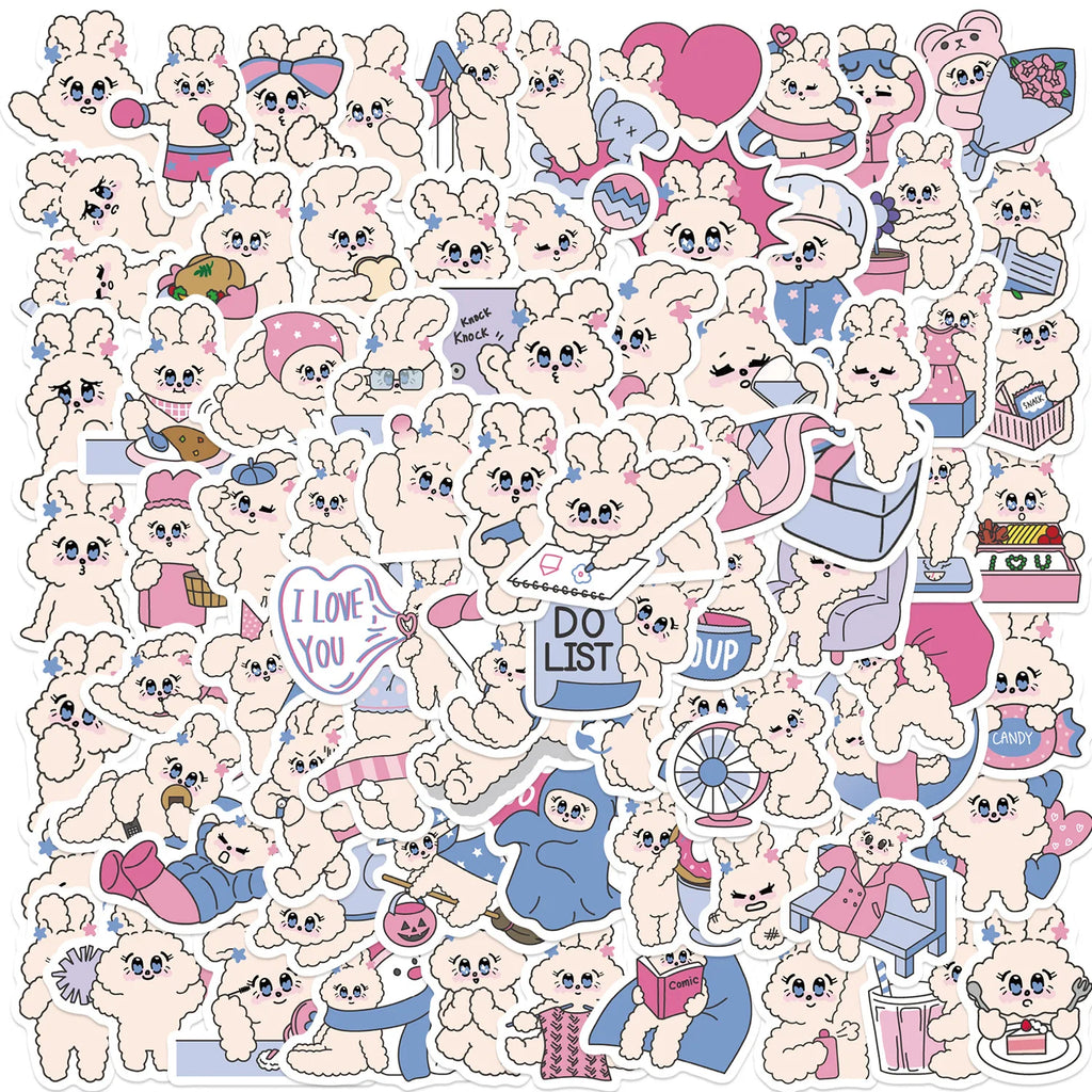 90/180PCS Cute Candy Rabbit Graffiti Stickers Guitar Notebook Luggage DIY Waterproof Stationery Pen Holder Stickers