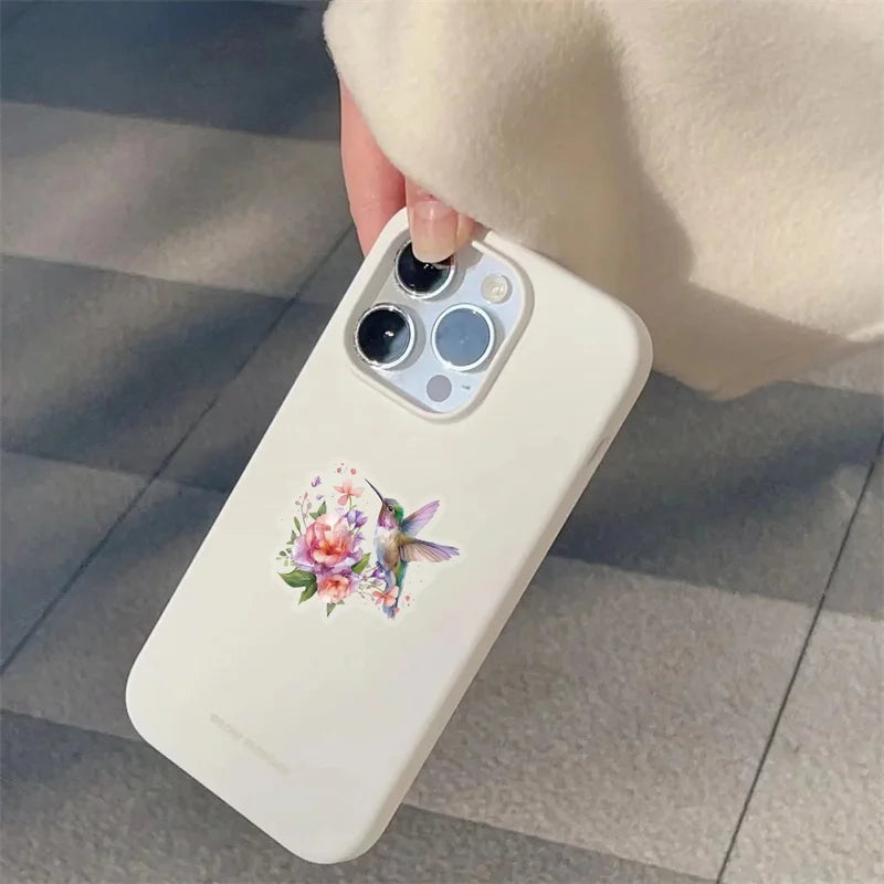 50PCS Cartoon Hummingbird PET Sticky Sticker Aesthetic Korean Stationery DIY Decoration Scrapbooking School Supplies for Kids
