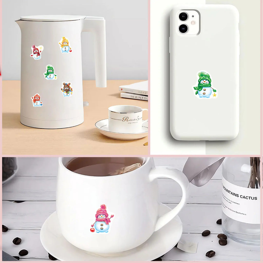 500Pcs Irregular Christmas Snowman Cartoon Stickers 2.5cm/1'' DlY Craft Decoration Festival Scrapbooking Labels Gift Sealing