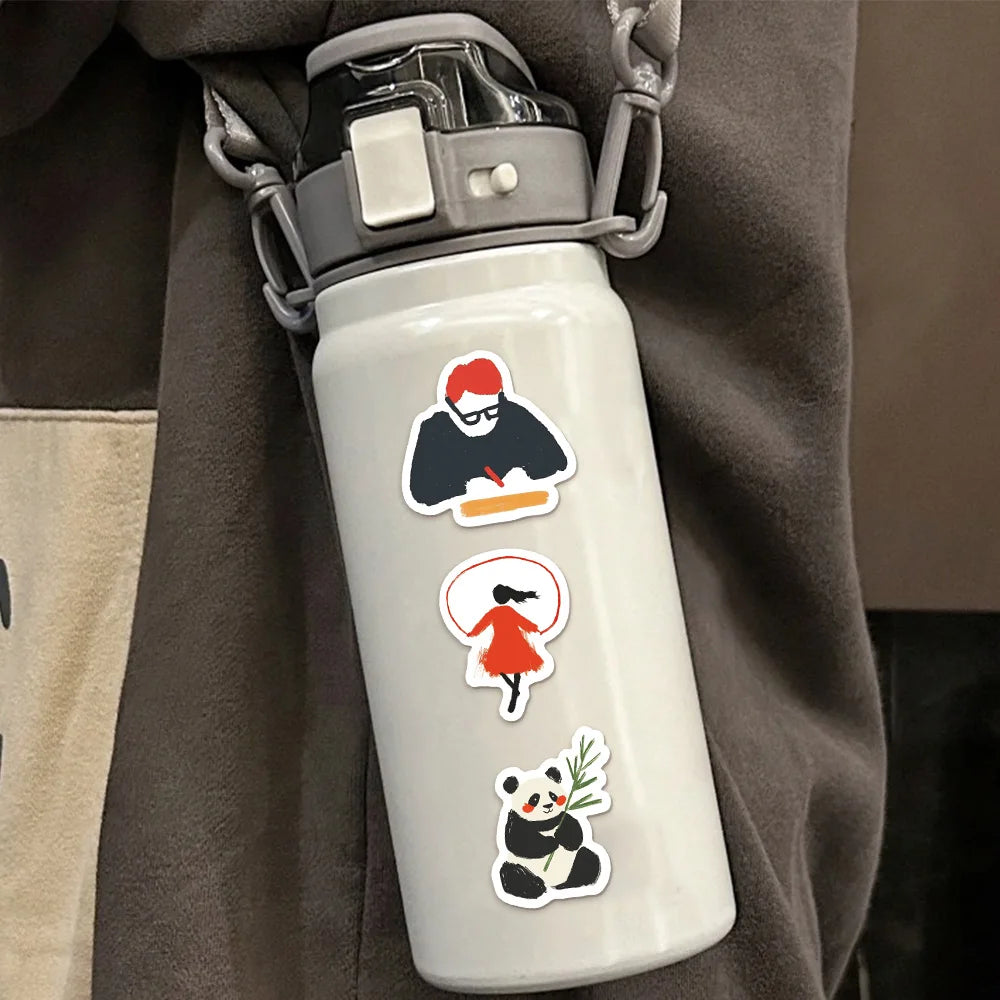 50PCS Cartoon Red Minimalist Style Decoration DIY Creative Phone Case Laptop Cup Speaker Toy Sticker