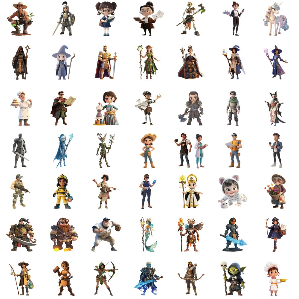 50PCS 3D Cartoon Fantasy Stickers Nostalgia Landscape Motorcycle Graffiti Skateboarding Art Living Room Cafe Painting Sticker ﻿