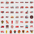 50/100PCS Fire Truck Graffiti Stickers, Car Phone Handcup Decorative Stickers, Notebook Handbag Waterproof Stickers