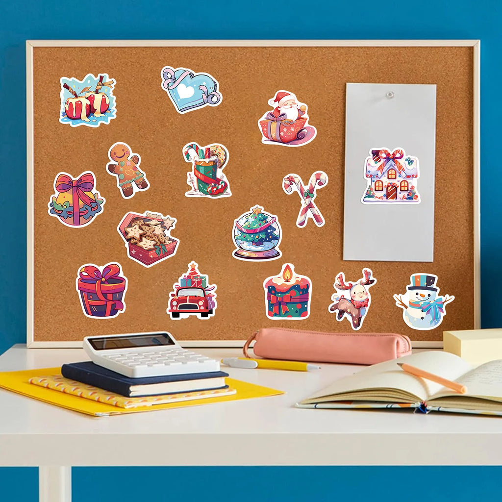 50/100PCS Christmas Fun Gift Decoration Party Stickers Guitar Notebook Luggage DIY Waterproof Stationery Stickers