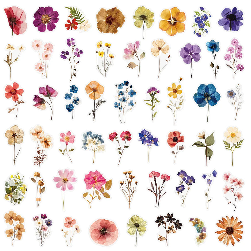 50/100PCS Plant and Flower PET Stickers Decorative Landscape Stickers DIY Stationery Refrigerator Flower Stickers