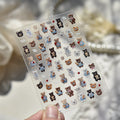 1pc Embossed Nail Stickers Kawaii Cartoon Cat Nail Art Stickers Balet Stylies Self Adhesive Autumn and Winter Nails Decorations