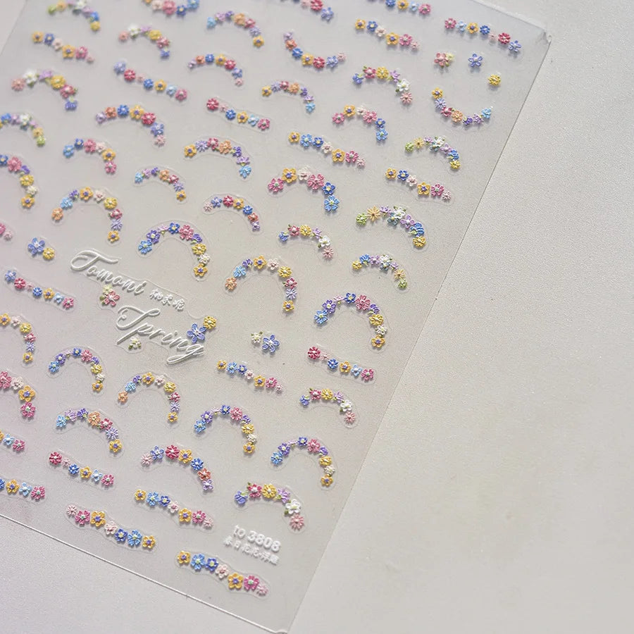 5D Diamond Colorful Flower Nail Art Stickers Elegant SelfAdhesive Flowers Nail Decorations Decals Japanese Nails Accessories DlY