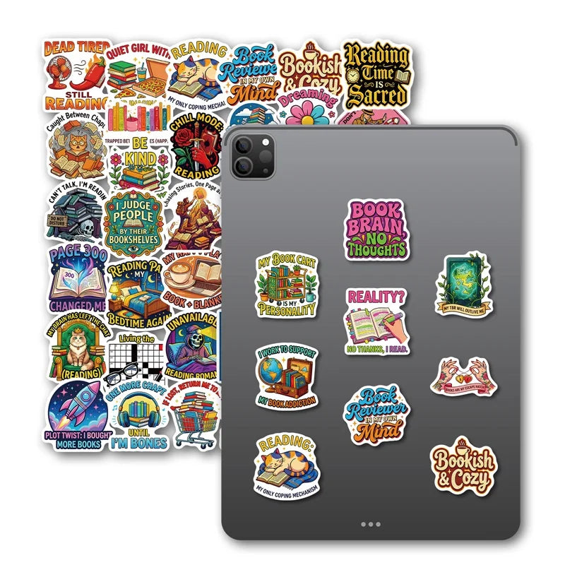 10/30/56PCS Creativity Reading Sticky Sticker PVC DIY Children's Laptop Luggage Skateboard Stationery Decoration Scrapbooking