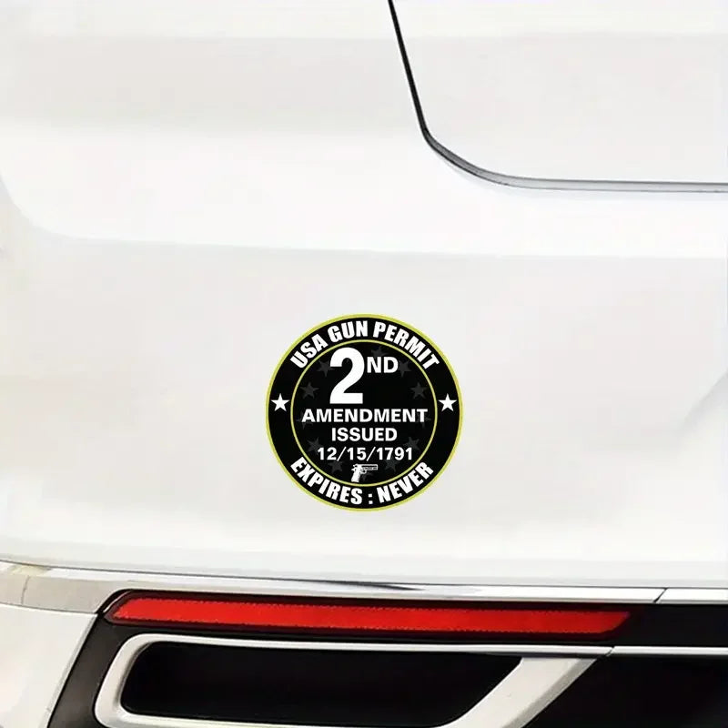 USA Gun Permit 2nd Amendment Sticker Deca Sticker For Car Truck SUV Van Window Bumper