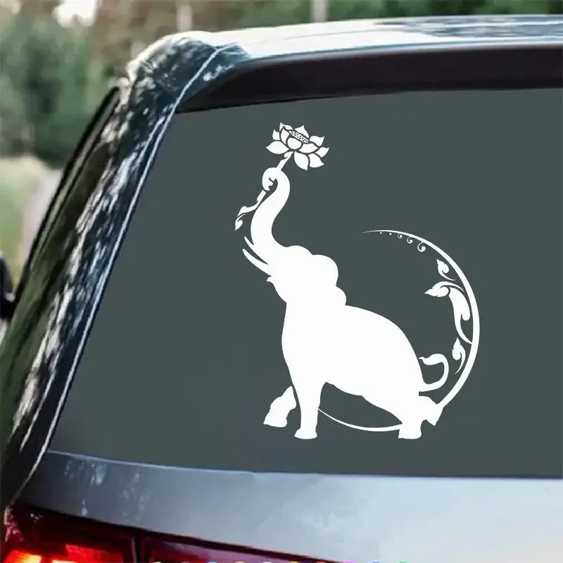 Elephant Flower Moon Vinyl Die-Cut Decal for Car, Truck, Bicycle, Motorcycle, Snowmobile Wall Art Universal Silhouette Sticker
