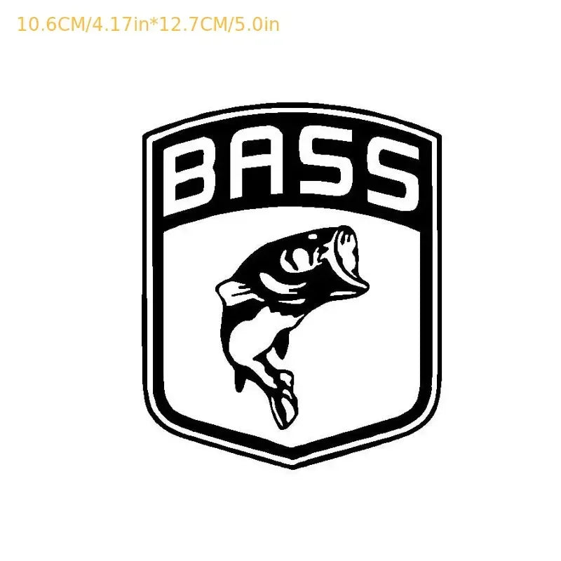 Bass Fish Shield Decal, 10.6cm X 12.7cm, Perfect For Fishing, Boating, And Car Accessories, Durable And Easy To Apply