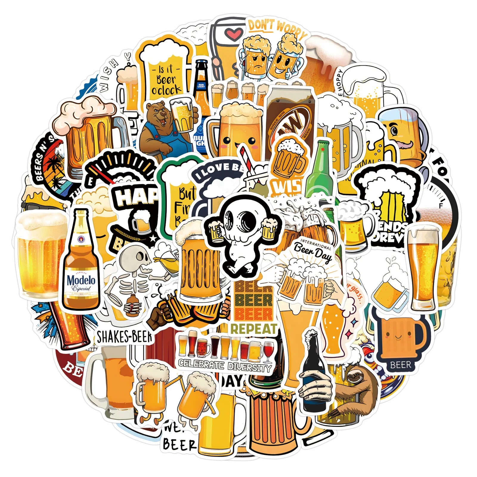 55/110PCS Funny Beer Personality Graffiti Sticker Car Luggage Water Cup Stationery Notebook Sticker