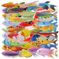50Pcs Cartoon Fish Sticker Transparent PET Laptop Phone Case Decoration iPad Waterproof Sticker