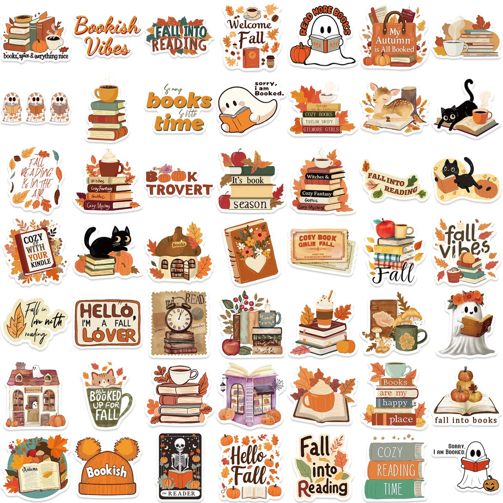 50/100PCS Cartoon Autumn Season Bookworm Graffiti Stickers Decoration Guitar Notebook Luggage DIY Cross border Waterproof