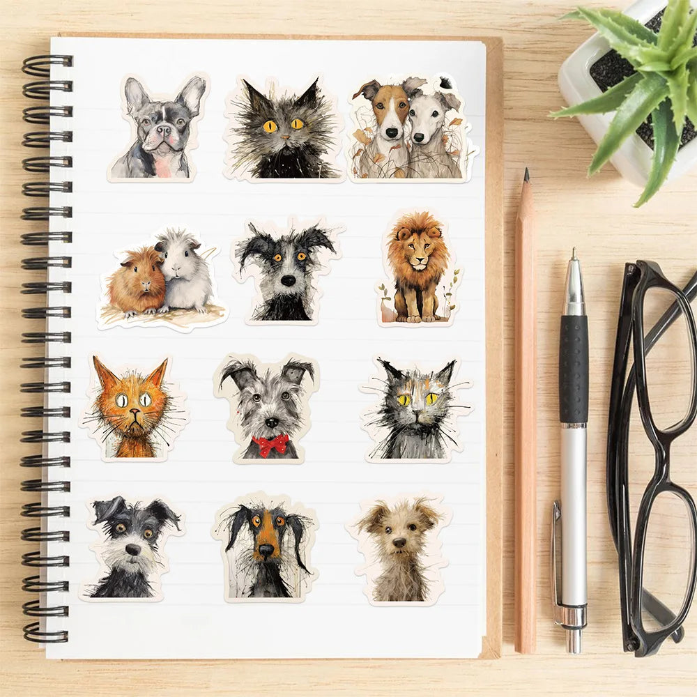 50/100PCS Cartoon Fury Animal Graffiti Stickers Guitar Notebook Luggage DIY Waterproof J Reward Stationery Stickers