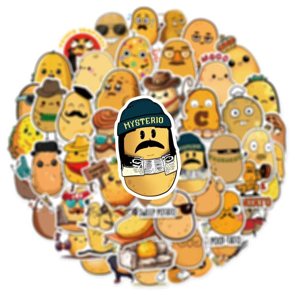 50/100PCS Funy Cute Potato Cartoon Graffiti Stickers - Luggage Laptop Phone Waterproof Stickers
