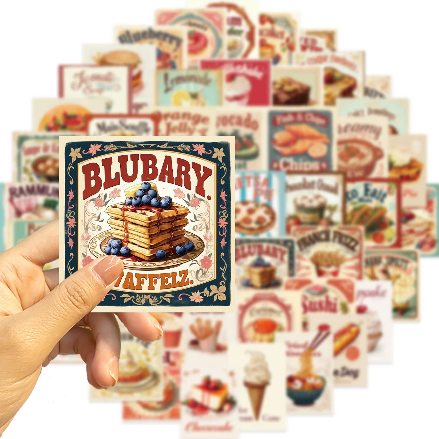 50/100PCS Waterproof Cartoon Retro Delicious Food Graffiti Stickers DIY for Decoration Guitar Notebook Luggage