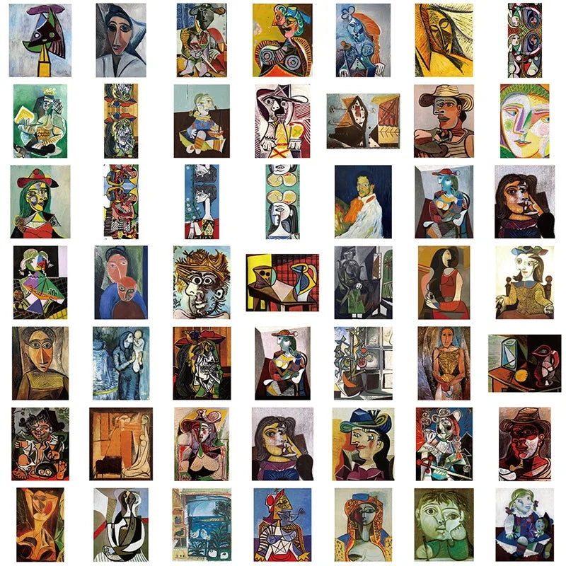 10/30/50PCS Vintage Abstract Paint PVC Sticky Sticker Aesthetic Stationery DIY Decoration Scrapbooking School Supplies for Kids