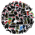 50PCS Cartoon Christmas Black Cat Reward Sticker Pack DIY Brochure Decorative Tablet Laptop Toy Stickers