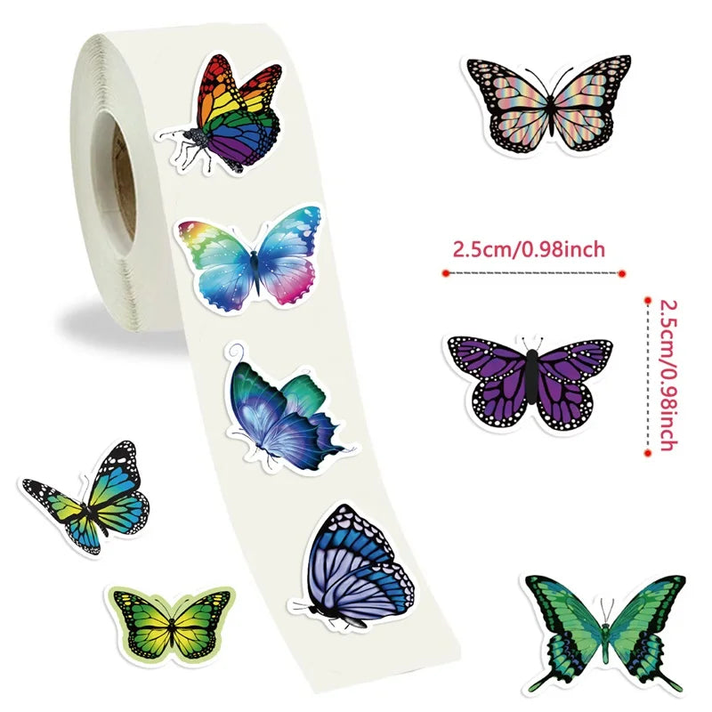 500PCS Fresh Butterfly Sticky Paper Labels Thank You Sticker Sealing Decoration Scrapbooking Stationery Hand Accounting Supplies