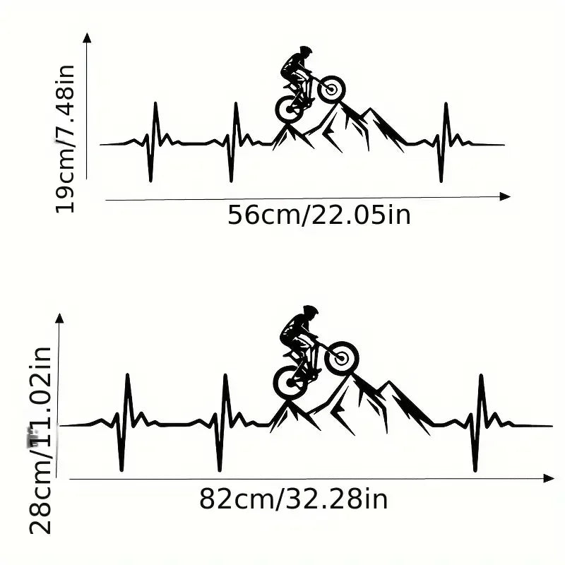 1pc Creative Wall Sticker, Mountain Bike Heartbeat Pattern Self-Adhesive Wall Stickers, Bedroom Entryway Living Room Porch Home