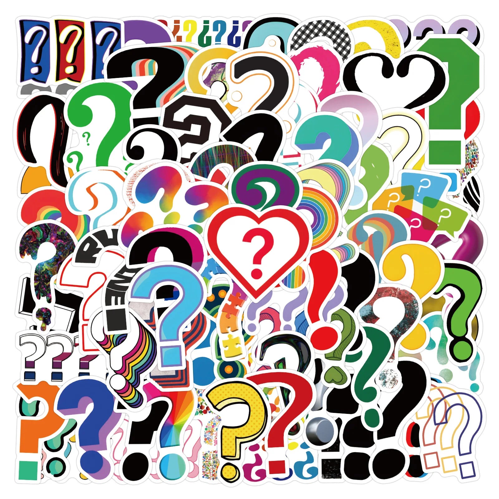 60/120PCS Fun Question Mark Graffiti Sticker Car Luggage Case Water Bottles Helmet Notebook Stationery Sticker
